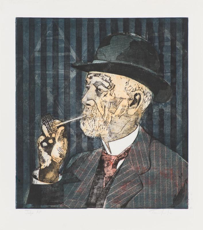 Tomás Lasansky Judge: Tomás Lasansky (American, b. 1957) 'Judge' Color intaglio AP set apart from an ed. of 75 Signed in pencil Tomas Lasansky, lower right Titled in pencil, lower left.