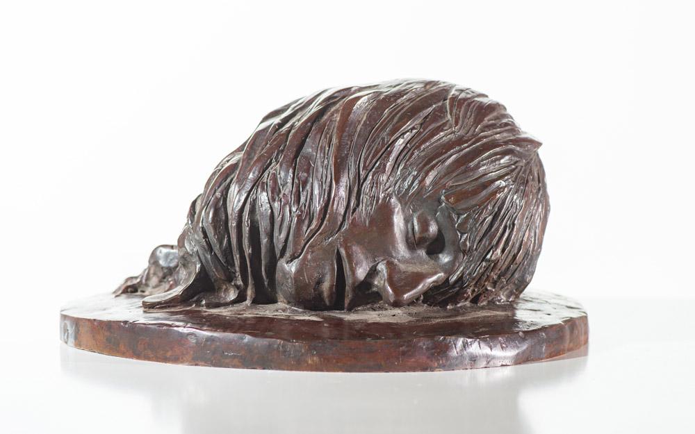 Leonard Baskin Head on Side: Leonard Baskin (American, 1922-2000) 'Head on Side' 1980 Bronze Engraved Baskin 1980, base