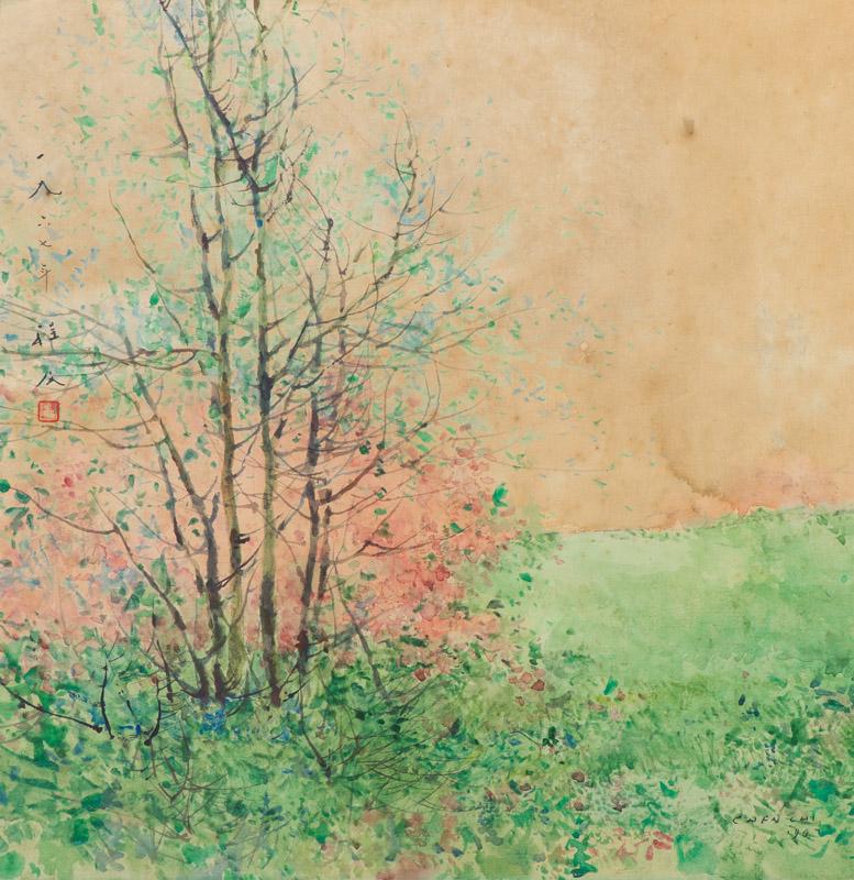 Chen Chi Spring: Chen Chi (Chinese-American, 1912-2005) 'Spring' 1967 Watercolor on board Signed and dated Chen Chi 1967, lower right Inscribed with Chinese characters, upper left. Titled on card, verso.