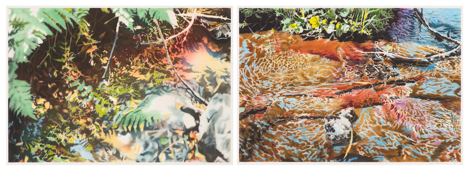 David Kessler (2) Reflected Overhang & Surface Prisms: David Kessler (American, b. 1950) '(2) Reflected Overhang & Surface Prisms' Lithographs CTP Signed in pencil D. Kessler ©, lower right of each lithograph Collection of Elaine and Arnold Horwitch.