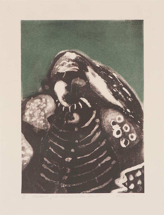 Earl Biss Portrait of the Artist as a Crow Scout: Earl Biss (American, 1947-1998) 'Portrait of the Artist as a Crow Scout' 1976 Lithograph ed. 14 of 20 Signed and dated in pencil Biss '76, lower right Printer's blind stamp, lower right. Titled in pen