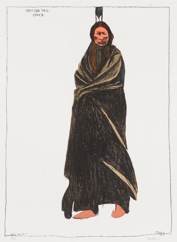 Leonard Baskin Spotted Tail - Sioux: Leonard Baskin (American, 1922-2000) 'Spotted Tail - Sioux' 1993 Lithograph ed. 17 of 50 Signed in pencil Baskin, lower right Signed in the plate, lower left. Dated in the plate, lower right. Titled i