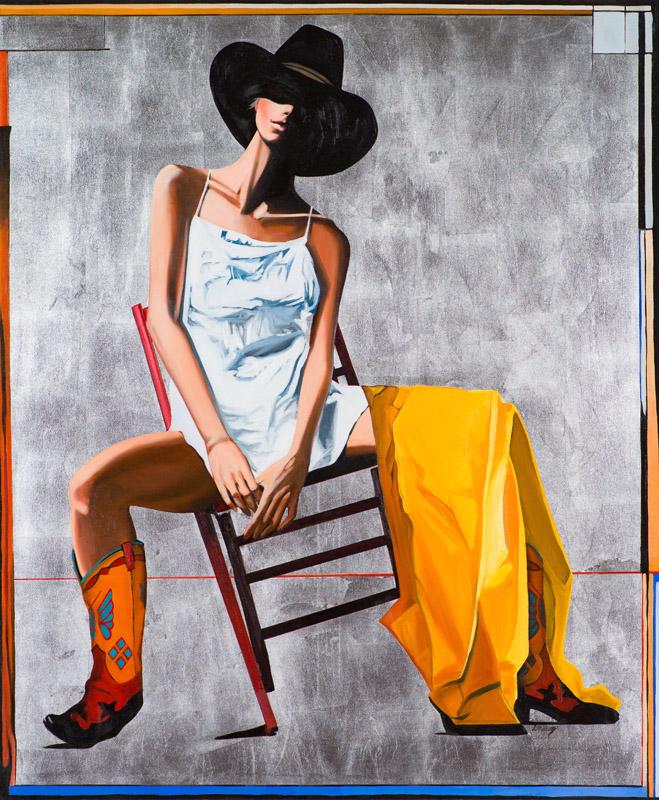 David DeVary It Ain't Braggin' If You've Done It II: David DeVary (American, b. 1942) 'It Ain't Braggin' If You've Done It II' 1998 Acrylic and silver leaf on canvas Signed DeVary, lower right Titled, signed and dated, verso.