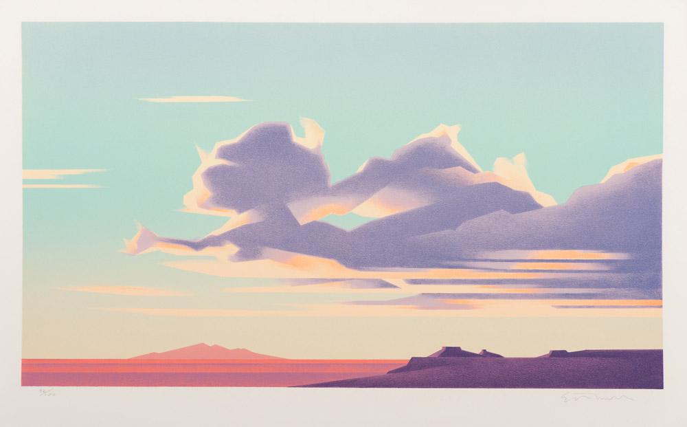 Ed Mell Clouds Over 3rd Mesa: Ed Mell (American, b. 1942) 'Clouds Over 3rd Mesa' 1982 Lithograph on white Arches paper ed. 82 of 100 Signed in pencil Ed Mell, lower right Printer's blind stamps, lower left and right.