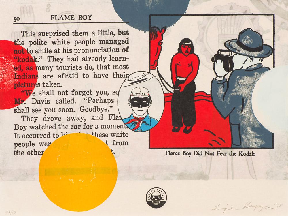 Enrique Chagoya Flame Boy (from Collective...): Enrique Chagoya (Mexican, b. 1953) 'Flame Boy (from Collective Impressions Portfolio)' 1998 Lithograph ed. 47 of 60 Signed and dated in pencil Enrique Chagoya '98, lower right Published by Segura Publ