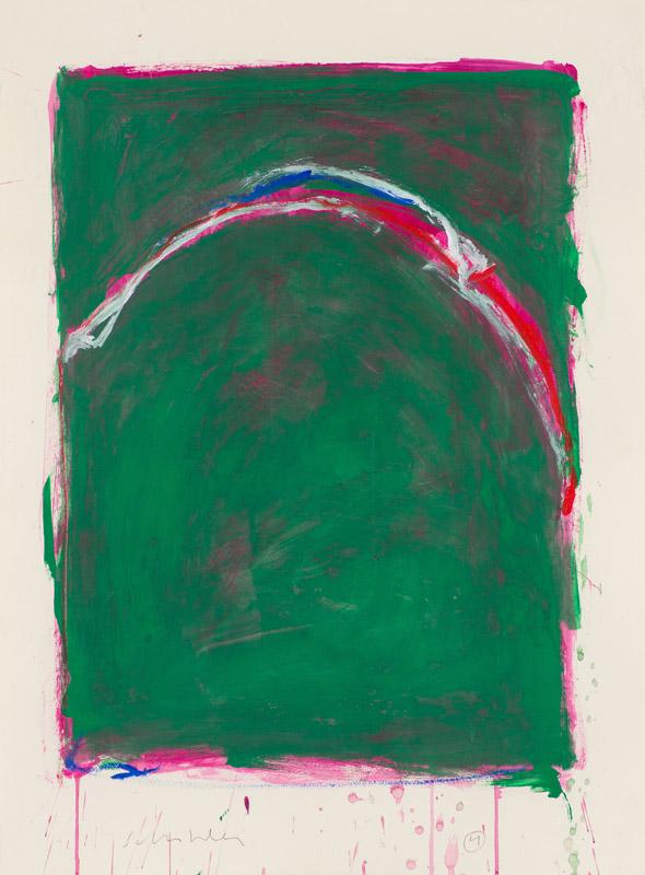 Fritz Scholder Map #4: Fritz Scholder (American, 1937-2005) 'Map #4' Acrylic on paper Signed in pencil Scholder, lower left