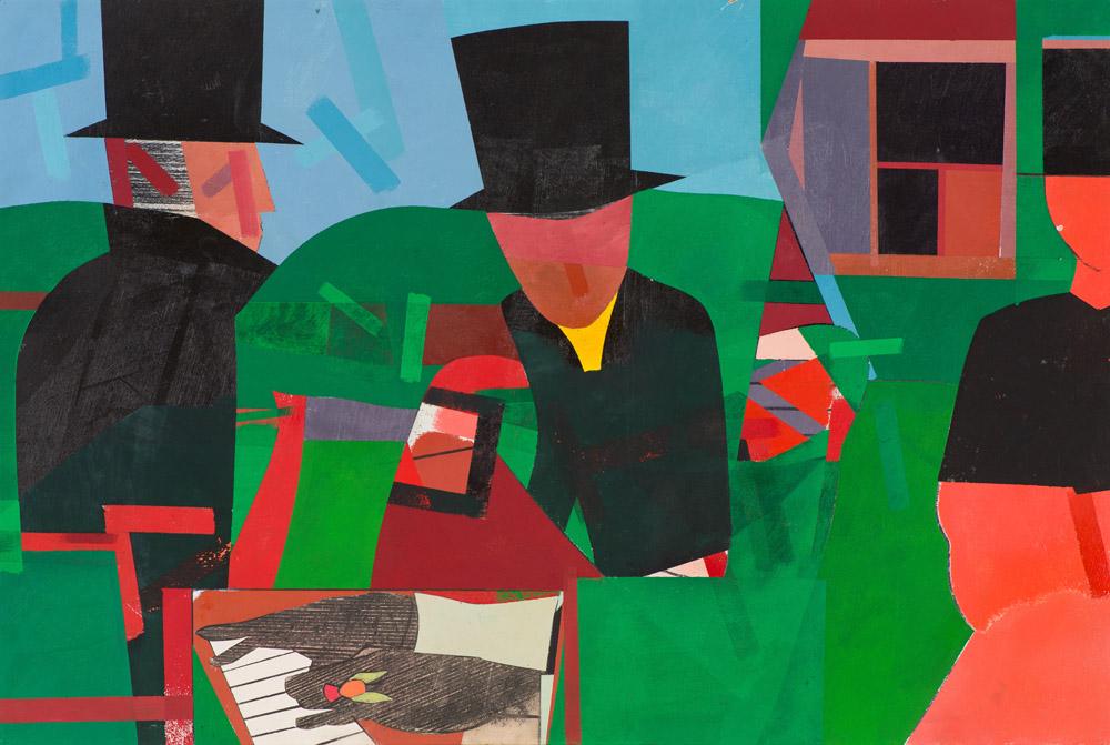 Richard Merkin The Wall Game #2: Richard Merkin (American, 1938-2009) 'The Wall Game #2' 1977 Tempera on board Unsigned Terry Dintenfass, Inc. tag, verso.