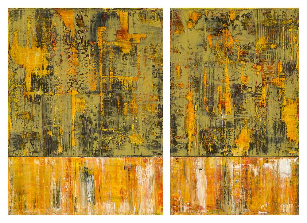 Hilario Gutierrez Harps of Gold: Hilario Gutierrez (American, b. 1950) 'Harps of Gold' Acrylic on canvas mounted on board Signed Hilario, lower right edge of canvas Titled and signed, verso.