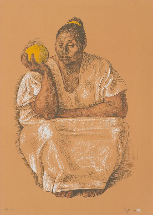 Francisco Zúñiga Mujer con Naranja (B. 19): Francisco Zúñiga (Costa Rican-Mexican, 1912-1998) 'Mujer con Naranja (B. 19)' 1974 Silkscreen on BFK Rives paper ed. 133 of 300 Signed and dated in pencil Zuniga 1974, lower right Printed and publis