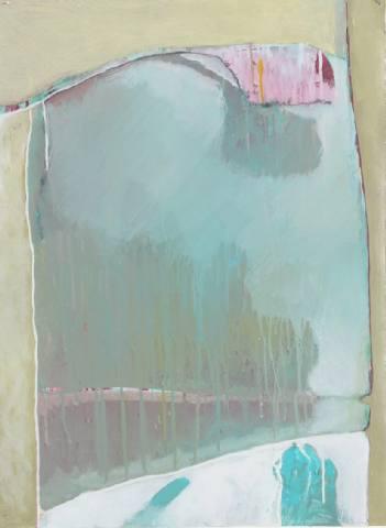 Richard Larson Untitled (Turquoise/Pink Flap): Richard Larson (American, 1964) Untitled (Turquoise/Pink Flap) Acrylic on paper Unsigned