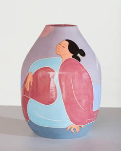 R.C. Gorman Repose, 1986: R.C. Gorman (Native American, 1932-2005) Repose, 1986 Hand-cast ceramic vase ed. 4 of 150 18 x 12 x 12 (in) Signed in pen R.C. Gorman, back of ceramic Titled and dated, base. Gorman Edition [artist's