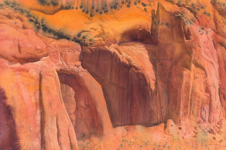Merrill Mahaffey Betatakin Canyon, 1979: Merrill Mahaffey (American, b. 1937) Betatakin Canyon, 1979 Acrylic on canvas 40 x 60 (in) Signed Merrill Mahaffey, lower right Signed, titled and dated, verso. Suzanne Brown Gallery tag, verso.