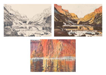 Merrill Mahaffey (3) Lithographs: Merrill Mahaffey (American, b. 1937) (3) Lithographs: (2) Dubendorff Morning & (1) Last Chance Bay Lithographs on Arches paper (2) CTPs apart from an ed. of 80, (1) no ed. 15.125 x 22.5 (in) Signed