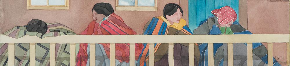 Irene Klar Loggia at San Ildefonso, 1990: Irene Klar (Canadian, b. 1950) Loggia at San Ildefonso, 1990 Watercolor on paper 9.5 x 40.75 (in) 16.5 x 47.875 x 2 (in) framed Signed and dated in pen Klar '90, lower right