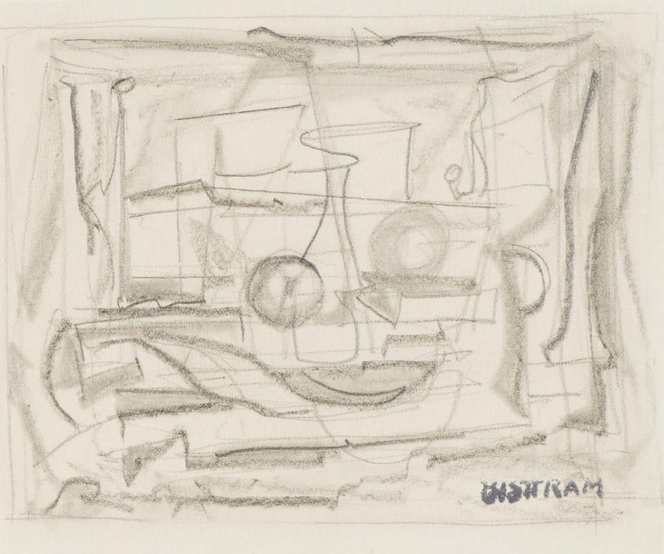 Emil Bisttram EB1: Emil Bisttram (American, 1895-1976) EB1 Pencil on paper 4.5 x 5.5 (in) 11.375 x 12.125 x 1 (in) framed Signed Bisttram, lower right Taos Art Brokerage Bareiss Gallery tag, verso.