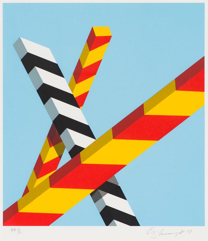 Allan D'Arcangelo Sky Bars, 1979: Allan D'Arcangelo (American, 1930-1998) Sky Bars, 1979 Silkscreen on paper PP 1 of 6 apart from an ed. of 175 26.5 x 24 (in) 36.25 x 32.25 x 1.75 (in) framed Signed and dated in pencil A. D'Arcangelo