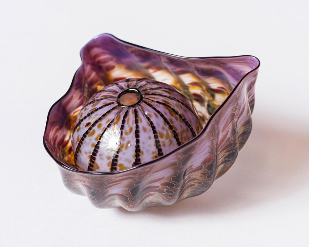 Dale Chihuly (2) Element Seaform Set with Black Lip...: Dale Chihuly (American, b. 1941) (2) Element Seaform Set with Black Lip Wraps, 1986 Glass 3 x 4.75 x 4.5 (in) Engraved Chihuly 1986, bottom of each element Ball element measures 3" in diameter.