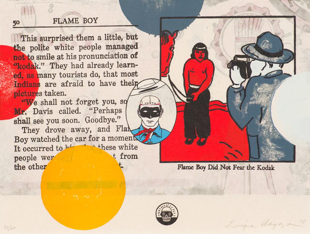 Enrique Chagoya Flame Boy (from Collective Impressions: Enrique Chagoya (Mexican, b. 1953) Flame Boy (from Collective Impressions Portfolio), 1998 Lithograph on paper ed. 52 of 60 18 x 24 (in) Signed and dated in pencil Enrique Chagoya '98, lower right Pub