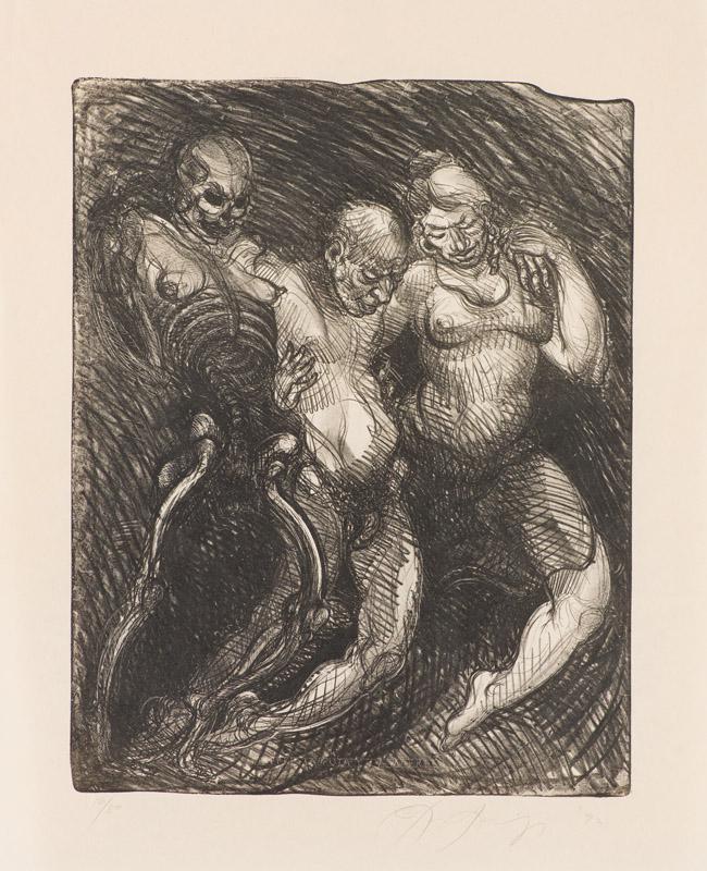 Luis Jiménez Entre la Puta y la Muerte, 1992: Luis Jiménez (American, 1940-2006) Entre la Puta y la Muerte, 1992 Lithograph on Japon paper ed. 16 of 80 34.25 x 28 (in) Signed and dated in pencil © Luis Jimenez '92, lower right Printed by Kristi