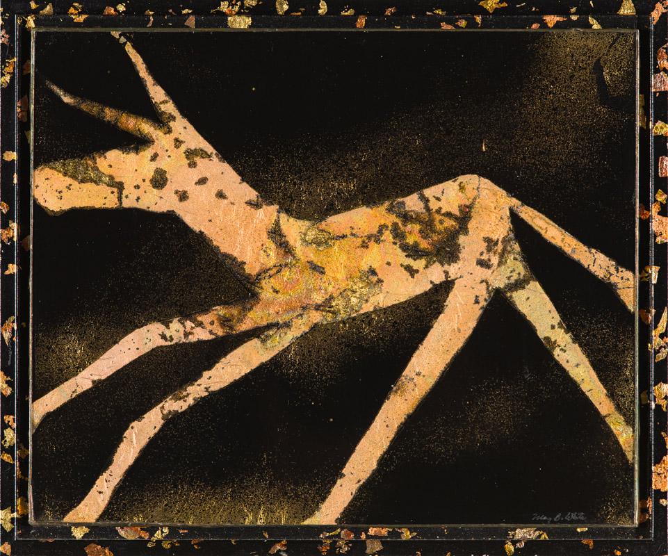 Mary Bayard White Voyages #12, 1992: Mary Bayard White (American, b. 1947) Voyages #12, 1992 Reverse painting with gold leaf on glass 9 x 11 (in) 10.25 x 12.25 x 1.25 (in) framed Engraved Mary B. White, lower right Be Here and Voyages #1