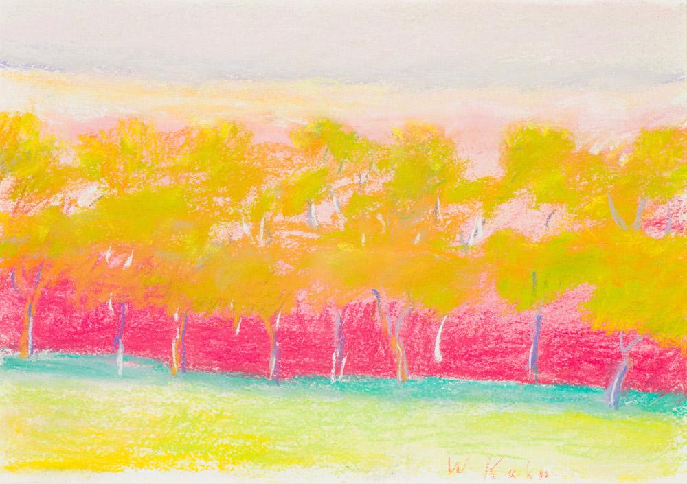 Wolf Kahn Brightest Magenta, 1997: Wolf Kahn (American, 1927-2020) Brightest Magenta, 1997 Pastel on paper 9 x 12 (in) 15.75 x 18.5 x 1 (in) framed Signed W Kahn, lower right Vered Gallery, New York tag, verso.