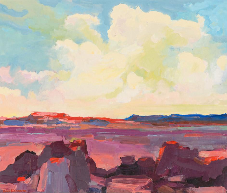 William Hannum Desert Dawn: William Hannum (American, 1947-1998) Desert Dawn Oil on canvas 20 x 24 (in) 28.25 x 32.25 x 1.75 (in) framed Signed WM Hannum, lower left Carmel Art Association tag, verso.