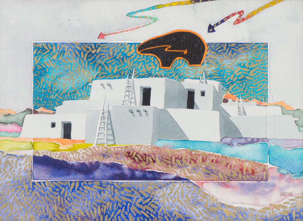 Fran Larsen Fetish III: Fran Larsen (American, b. 1937) Fetish III Watercolor on paper with painted frame 9.375 x 13.375 (in) 16 x 20 x 2 (in) framed Signed Larsen, lower right El Prado Galleries tag, verso. Titled in pencil