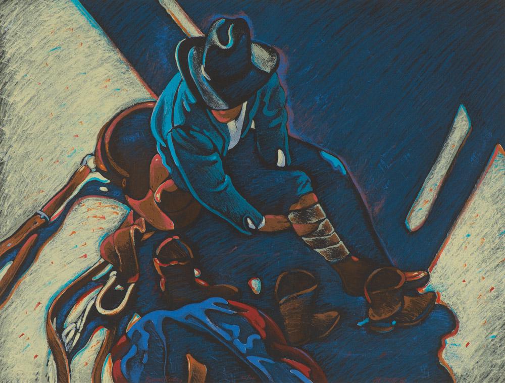 Howard Post Bronc Rider: Howard Post (American, b. 1948) Bronc Rider Lithograph on paper ed. 32 of 75 21.5 x 28.5 (in) 31.875 x 38.625 x 1.5 (in) framed Signed in red pencil HE Post ©, lower right