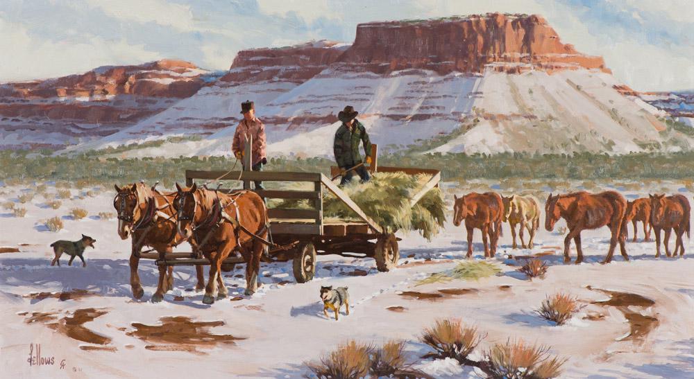 Fred Fellows The Last Touch of Winter, 1987-8: Fred Fellows (American, b. 1934) The Last Touch of Winter, 1987-8 Oil on board 14 x 26 (in) 25 x 37 x 2 (in) framed Signed and dated Fellows CA 1987, lower left North and West of Sedona. - 88 written,