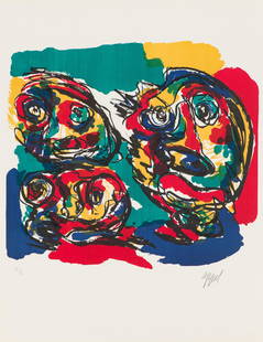 Karel Appel Three Heads, 1965: Karel Appel (Dutch, 1921-2006) Three Heads, 1965 Lithograph on BFK Rives paper ed. 21 of 90 25.75 x 20 (in) Signed in pencil Appel, lower right