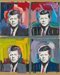 Peter Max JFK - Four Portraits, 1989: Peter Max (German, American, b. 1937) JFK - Four Portraits, 1989 Serigraph on Coventry Rag paper ed. 266 of 495 40 x 32 (in) 49.5 x 41.5 x 1.5 (in) Framed Signed in white pencil Max, lower right