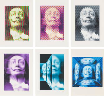 Yvaral (Jean-Pierre Vasarely) (6) Faces of Dal, 1977: Yvaral (Jean-Pierre Vasarely) (French, 1934-2002) (6) Faces of Dalí, 1977 Serigraphs on Arches paper (4) ed. 3 of 200, (1) ed. 70 of 200 & (1) ed. 109 of 200 30 x 22 (in) Signed in pencil Yvaral,