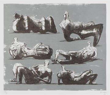 Henry Moore Six Reclining Figures (C. 298), 1973: Henry Moore (British, 1898-1986) Six Reclining Figures (C. 298), 1973 Lithograph on T.H. Saunders paper ed. 92 of 100 20.5 x 26.125 (in) Signed and dated Moore 73, lower right Printed by Curwen