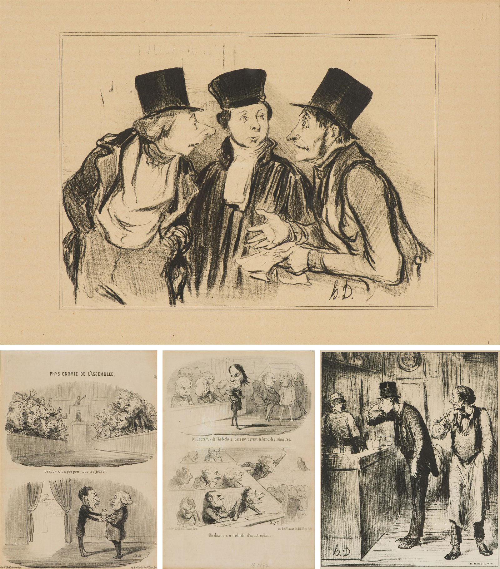 Honoré Daumier (4) Lithographs, mid 19th century (1 of 9)