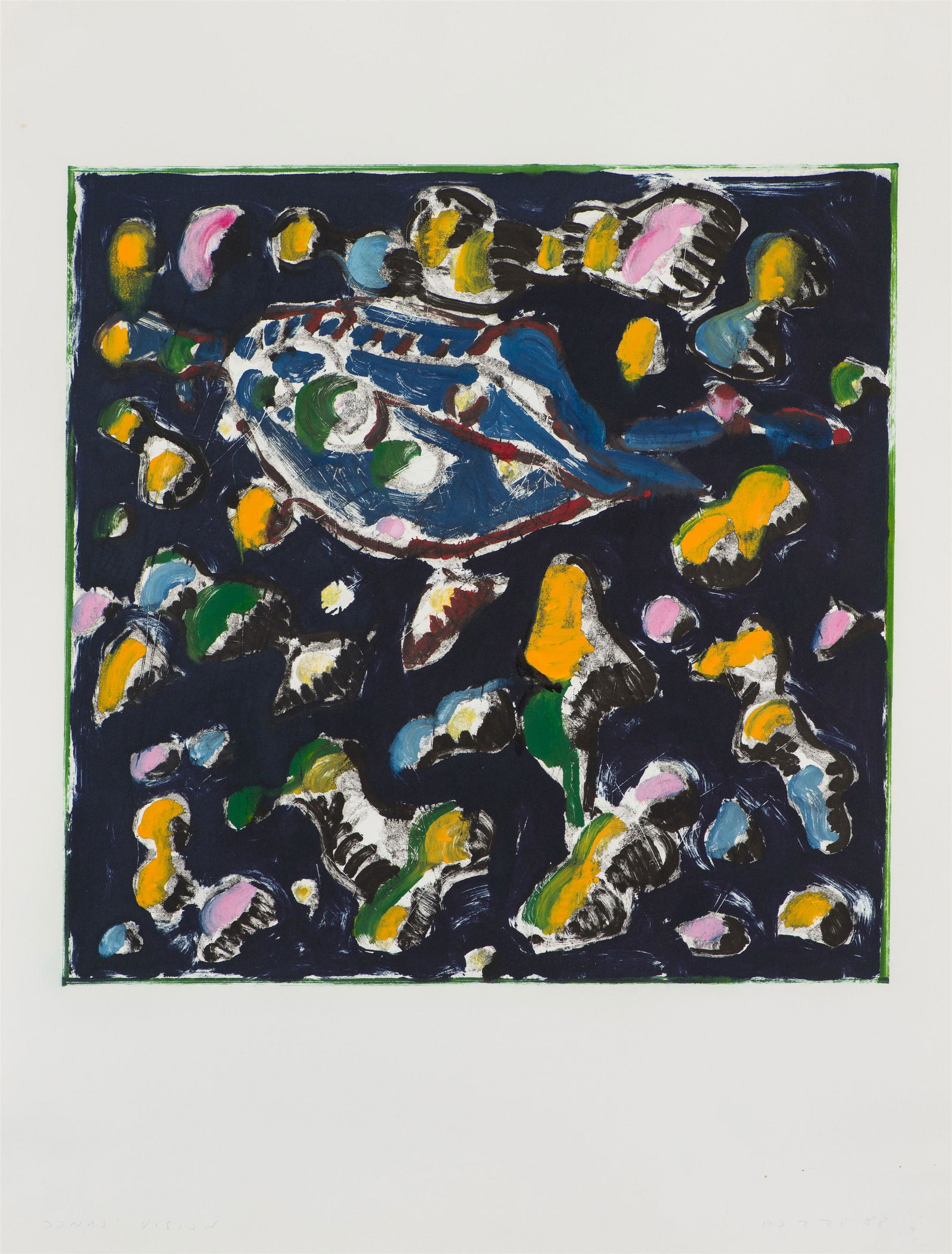 Lucio Pozzi Jonas' Vision, 1988: Lucio Pozzi (Italian, American, b. 1935) Jonas' Vision, 1988 Monotype on paper 36.5 x 28 (in) Signed and dated in pencil Pozzi 88, lower right Titled in pencil, lower left. Printer's blind stamp,