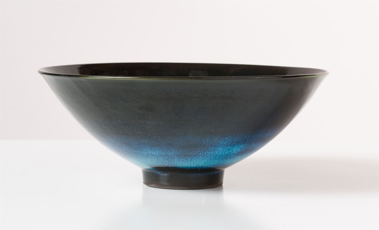 James Lovera Agua Blue Bowl: James Lovera (American, 1920-2015) Agua Blue Bowl Porcelain with lacquer 4.75 x 12.375 x 12.375 (in) Incised Lovera, bottom
