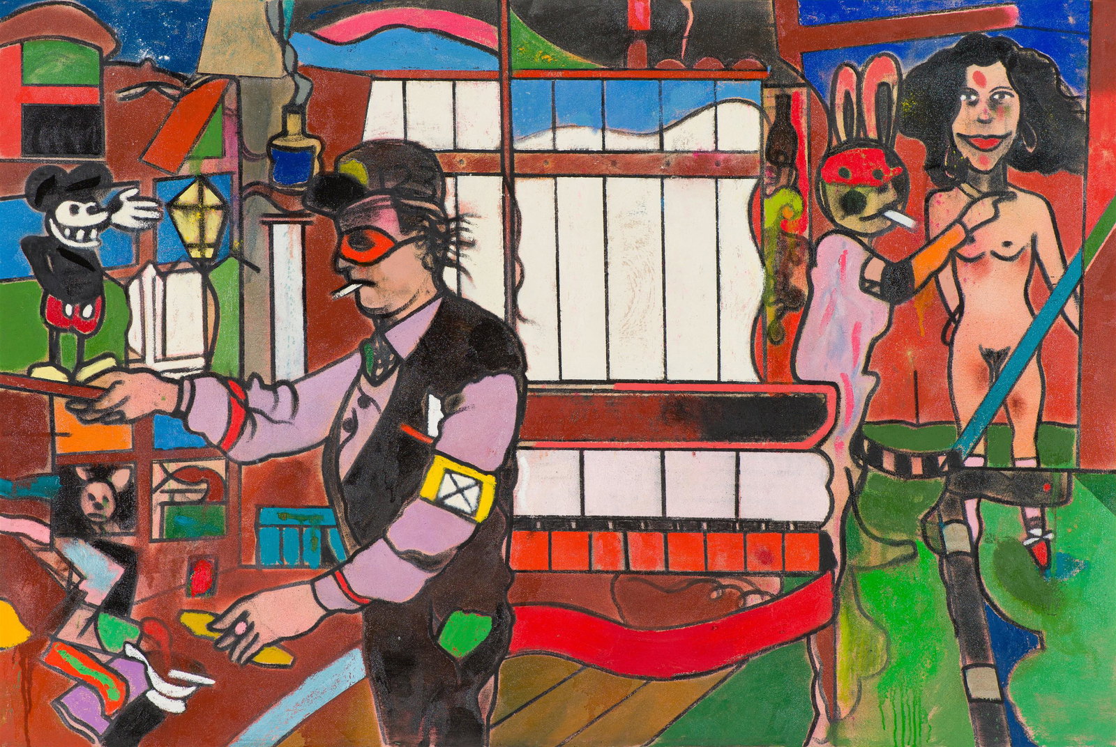 Richard Merkin The Archivist, 1993-5: Richard Merkin (American, 1938-2009) The Archivist, 1993-5 Oil on canvas 44 x 66 (in) 45 x 66.75 x 2.5 (in) Framed Signed Merkin (N.Y.C.), verso Titled and dated, verso of canvas. Artist's tag, verso 