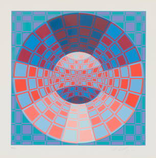 Victor Vasarely Pixis, 1980: Victor Vasarely (Hungarian, French, 1906-1997) Pixis, 1980 Serigraph on paper ed. 69 of 250 13.75 x 13.75 (in) 21.5 x 21.5 x 1 (in) Framed Signed in pencil Vasarely, lower right Printed by