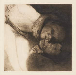 Käthe Kollwitz Death, Woman & Child (Kl. 113 XIV; Knesebeck 108 XIV/XVb), 1910: Käthe Kollwitz (German, 1867-1945) Death, Woman & Child (Kl. 113 XIV; Knesebeck 108 XIV/XVb), 1910 Etching and drypoint on paper 16 x 16 (in) 25.25 x 25.25 x 1.5 (in) Framed Unsigned 