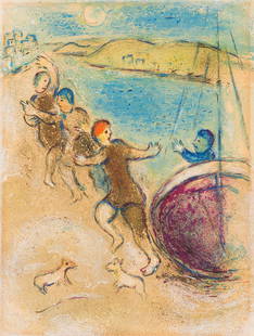 Marc Chagall The Young Methymneans from Daphnis and Chlo&#233 (M. 324; C. 46), 1961: Marc Chagall (Russian, 1887-1985) The Young Methymneans from Daphnis and Chlo&#233; (M. 324; C. 46), 1961 Lithograph on Arches paper from the book ed. of 250 16.5 x 12.5 (in) Unsigned Printed by Mourl