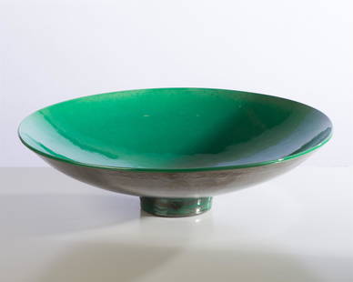 James Lovera Green Bowl, 2007: James Lovera (American, 1920-2015) Green Bowl, 2007 Porcelain with lacquer 4.75 x 17.75 x 17.75 (in) Signed and dated Lovera 2007, bottom