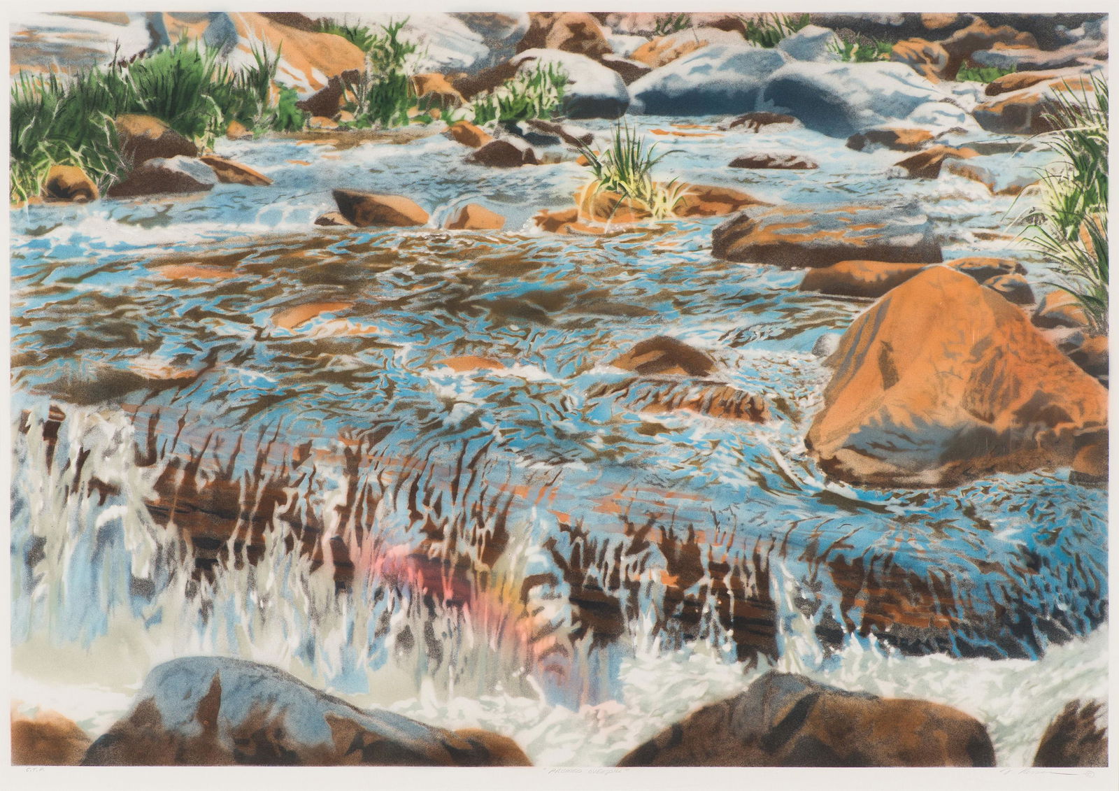 David Kessler Prismed Overspill: David Kessler (American, b. 1950) Prismed Overspill Lithograph on paper Color Trial Proof 29.5 x 40.25 (in) 31 x 41.25 x 1.5 (in) Framed Signed in pencil D. Kessler ©, lower right Titled in penci