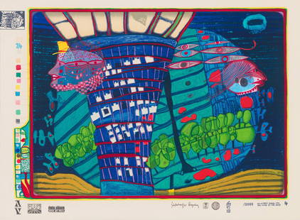 Friedensreich Hundertwasser Exodus Into Space, 1971-2: Friedensreich Hundertwasser (Austrian, 1928-2000) Exodus Into Space, 1971-2 Silkscreen with silver leaf on Schoeller Stern paper ed. 2925 of 3000 18.5 x 25.5 (in) 27.25 x 35 x 1.5 (in) Framed