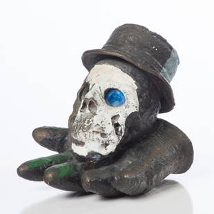 Viola Frey Untitled (Skull and Glove), c. 1985: Viola Frey (American, 1933-2004) Untitled (Skull and Glove), c. 1985 Bronze and unique enamel paint 11.5 x 10 x 11 (in) Unsigned Artist’s Legacy Foundation no. VF-3022B. Provenance: Private col