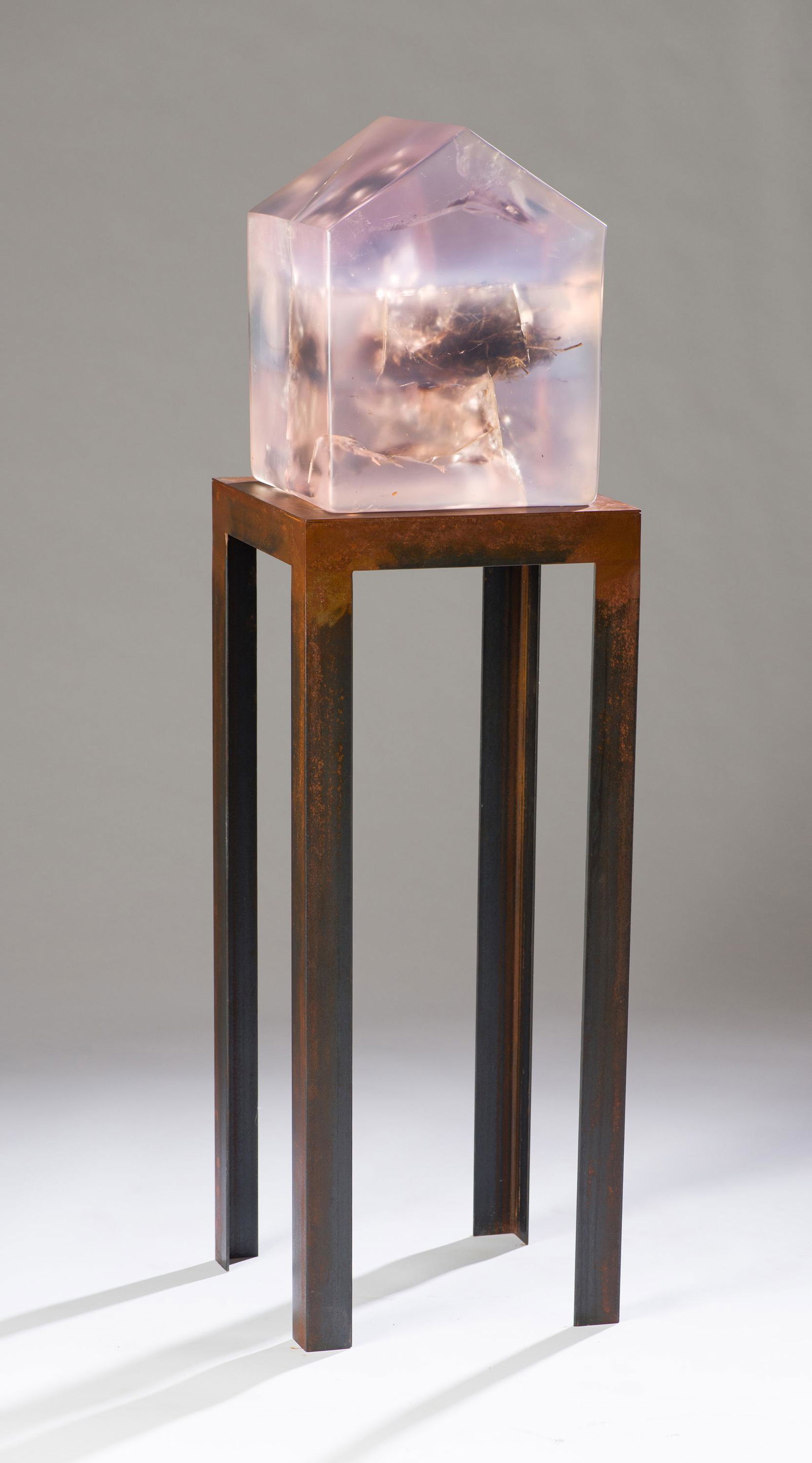 Mayme Kratz #34, 1999: Mayme Kratz (American, b. 1958) #34, 1999 Mixed media in resin on metal base 49.5 x 14 x 14 (in) Incised Kratz 1999, base of resin element Titled, bottom of resin element. Resin element measures 15 x