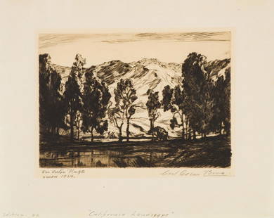 Carl Oscar Borg California Landscape, 1934: Carl Oscar Borg (Swedish, American, 1879-1947) California Landscape, 1934 Etching on paper ed. of 20 7.75 x 10 (in) Signed in pencil Carl Oscar Borg, lower right Dedicated in pencil "For Victor Hu