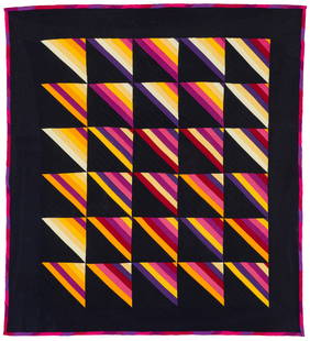 Teresa Fusco McSherry Roman Stripe: Teresa Fusco McSherry (American, 20th/21st Century) Roman Stripe Quilt with thread and batting 52.5 x 48 (in) 57.5 x 23 x 2 (in) Framed Unsigned