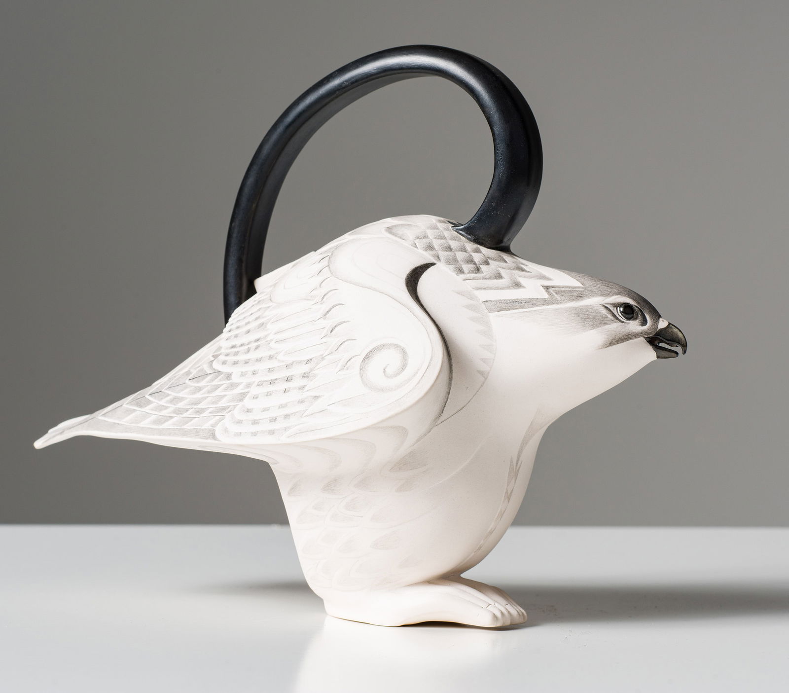 Annette Corcoran White Bird Teapot with Black Handle (1 of 4)