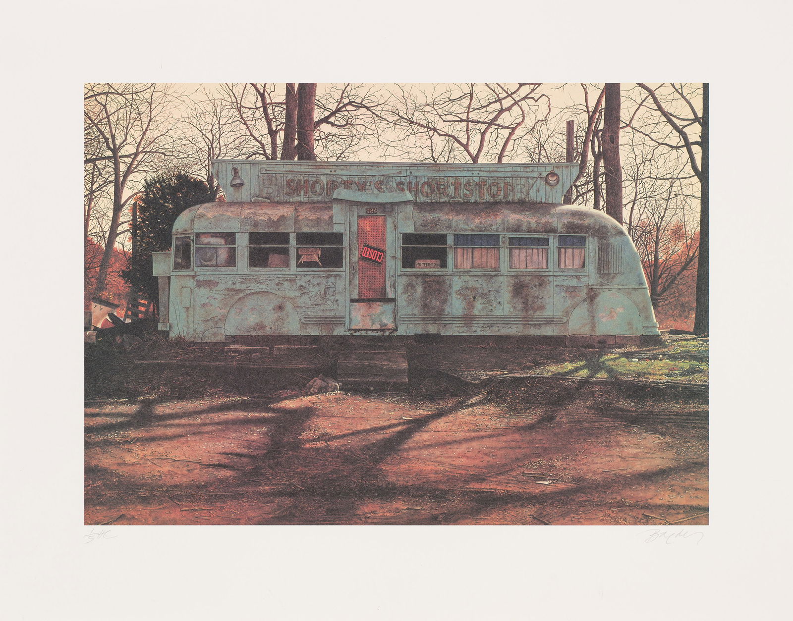 John Baeder Shorty's Shortstop, 1984: John Baeder (American, b. 1938) Shorty's Shortstop, 1984 Photo etching on paper Hors de Commerce 1 of 5 from an ed. of 175 21.25 x 27 (in) Signed in pencil Baeder, lower right Signed and dated in the