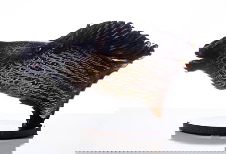 David Bennett Black Horse Head: David Bennett (American, b. 1941) Black Horse Head Blown glass on metal base 15.5 x 24.75 x 8.5 (in) Incised David Bennett, back